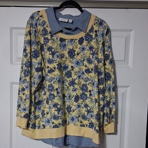 Floral Yellow and Blue Women's Sweatshirt